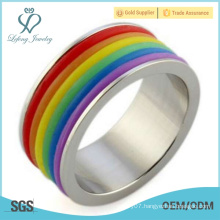 Rainbow silver gay pride ring,lesbian pride rings jewelry